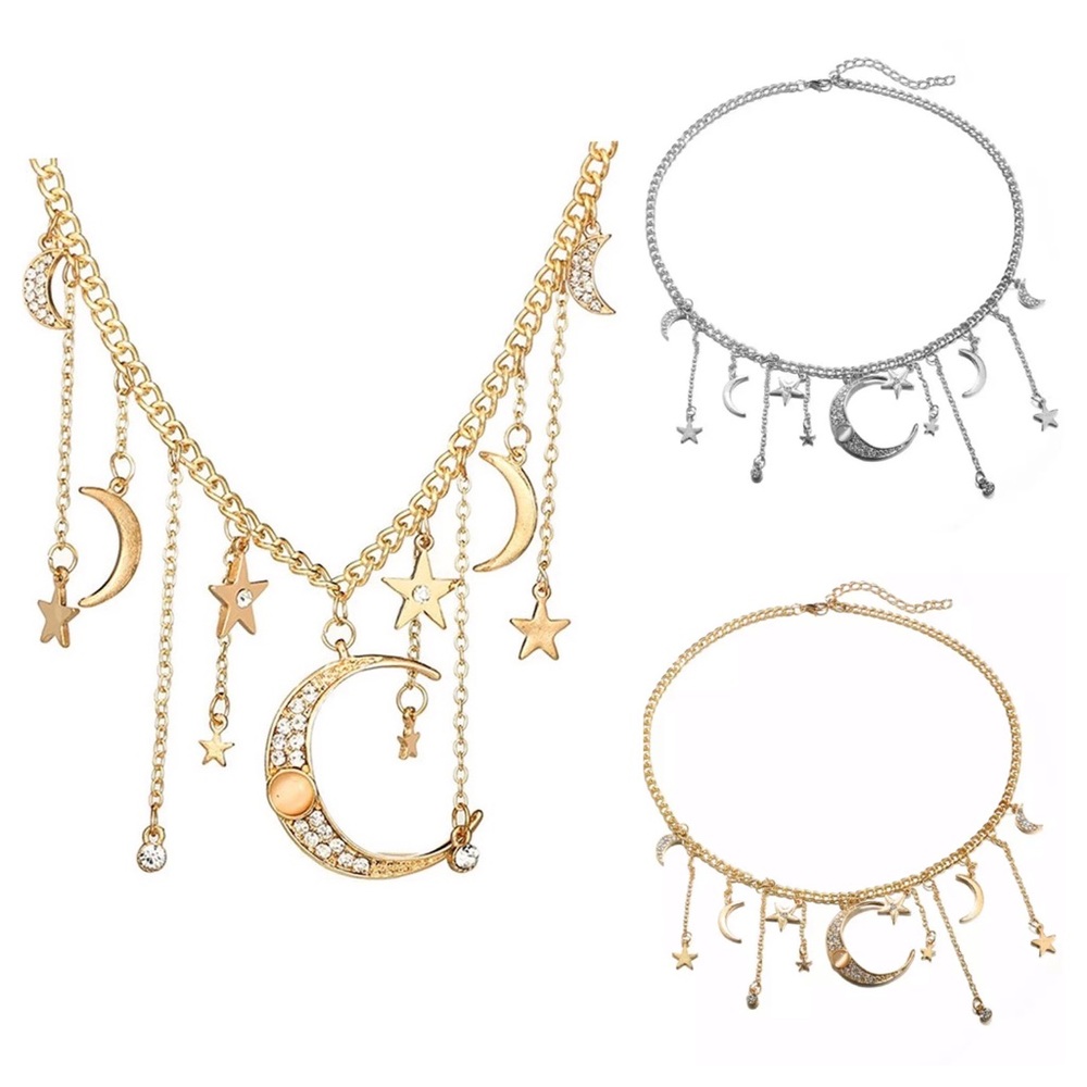 Bohemian Moon & Stars Crystal Necklace - Picture 7 of 16